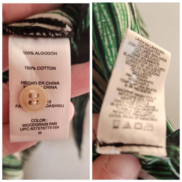 Derek Lam Design Nation Green black cotton Button down Shirt Dress Size Medium - Picture 8 of 16